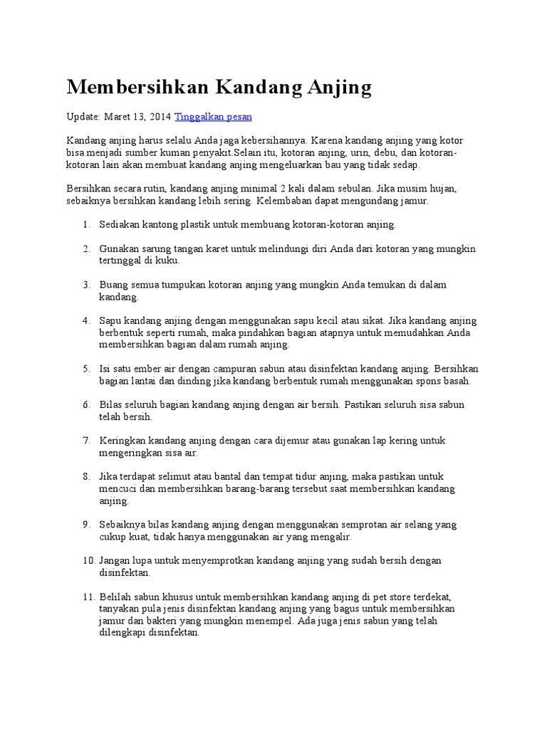 Membersihkan Kandang Anjing