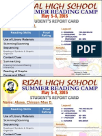 Reading Skills Final Rating: Use of Library Materials Skimming/Scanning Sequencing