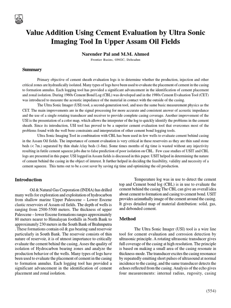 USIT Tool for Cement Evaluation in Assam | PDF | Home & Garden ...