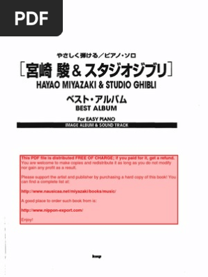 Hayao Miyazaki Studio Ghibli Best Album For Easy Piano Pdf Cinema Of Japan Media Companies Of Japan
