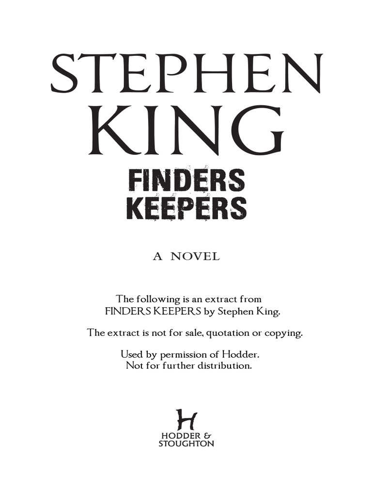 Finders Keepers by Stephen King (Extract) PDF Stephen King