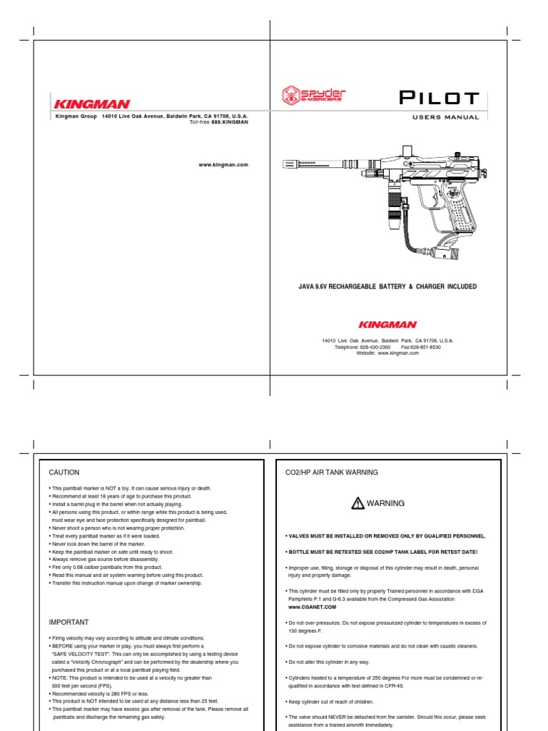 Spyder Pilot PDF Battery Charger Equipment