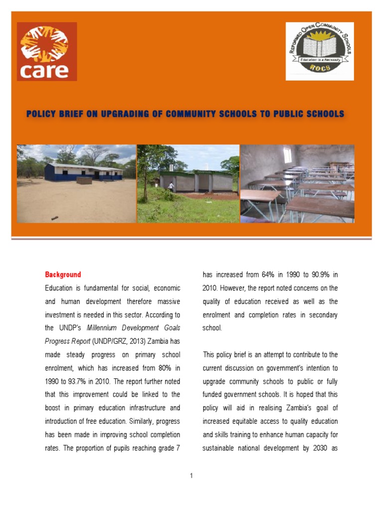 Policy Brief On Upgrading of Community Schools To Public Schools PDF