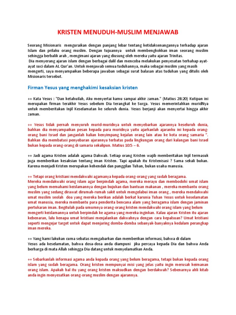 Menjawab Tunduhan Seorang Kristen Pdf