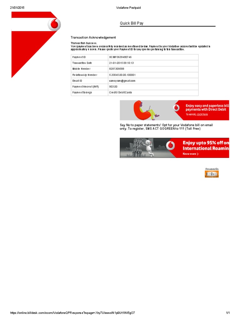 Vodafone Postpaid Pdf