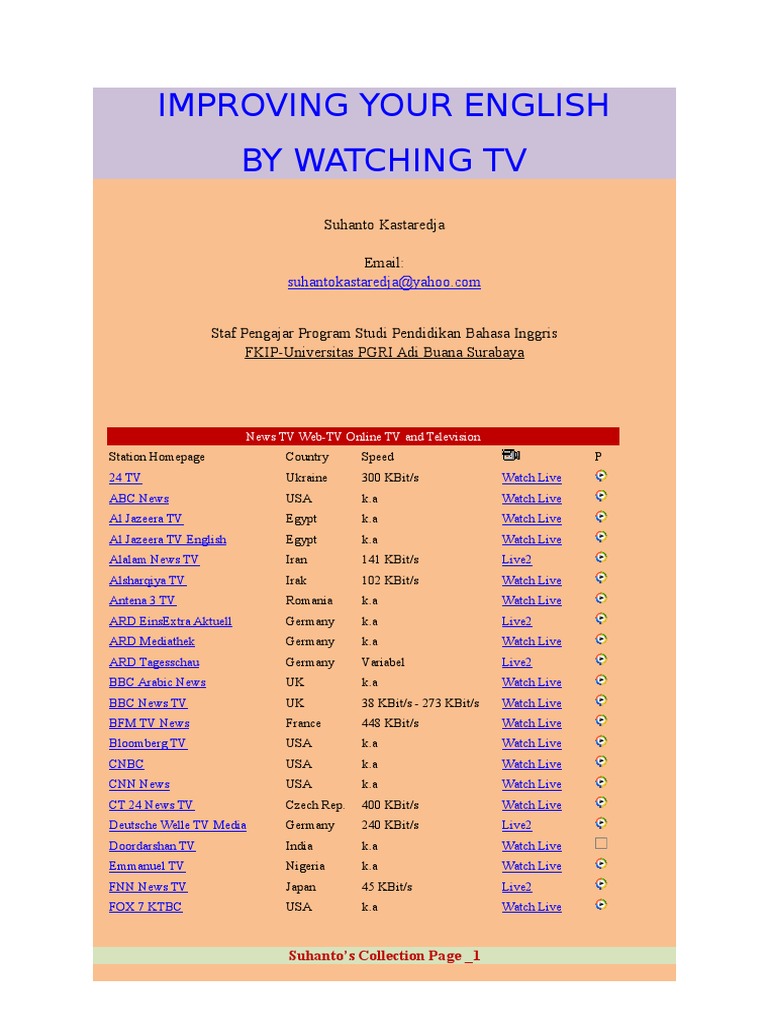 Improving Your English by Watching TV | PDF | Television Network ...