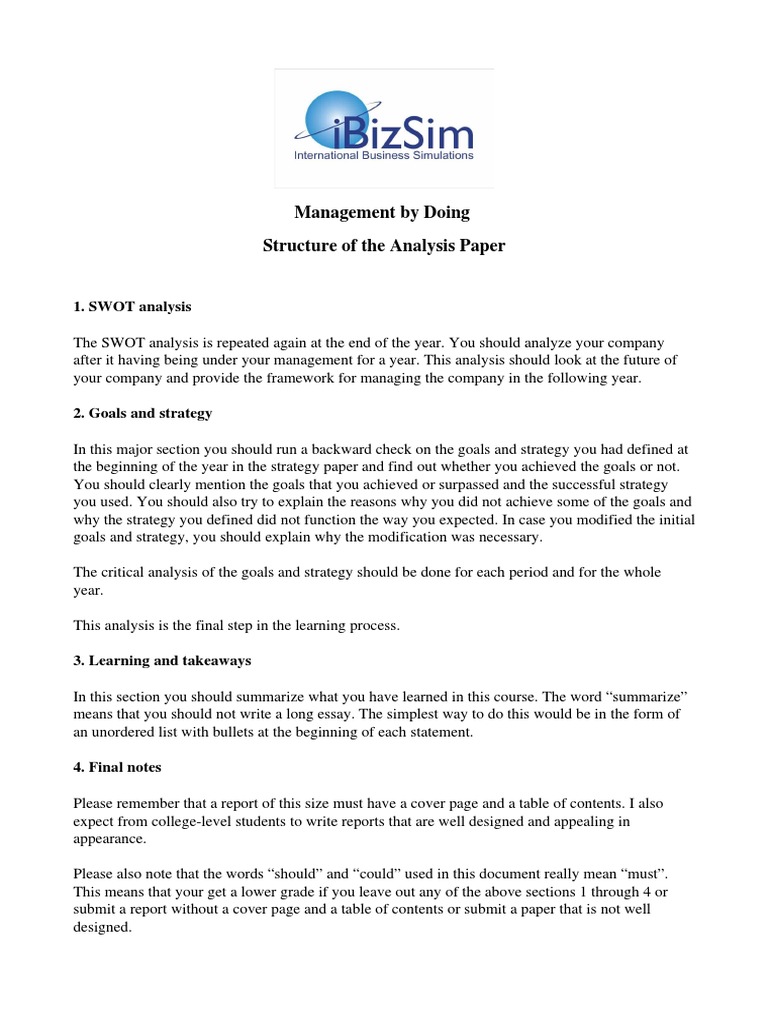 Structure of The Analysis Paper | PDF