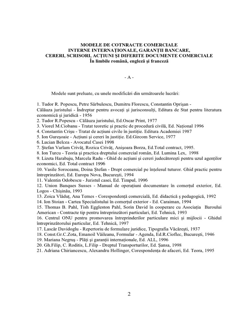 Modele De Contracte Comerciale Legal Documents Business