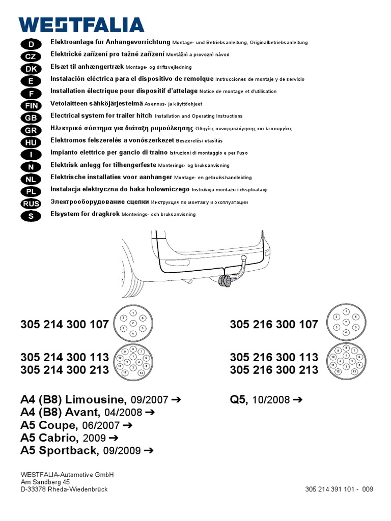 Westfalia Wiring For Audi | PDF