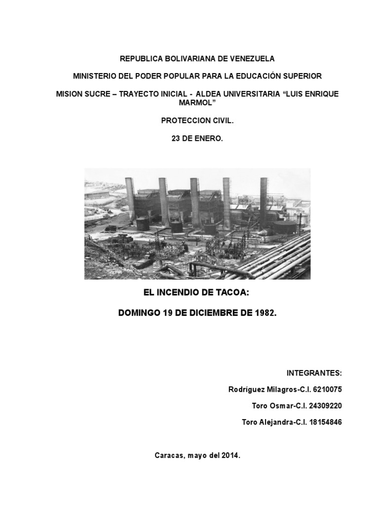 Incendio en Tacoa: Tragedia de 1982 | PDF | Tanques | Bombero