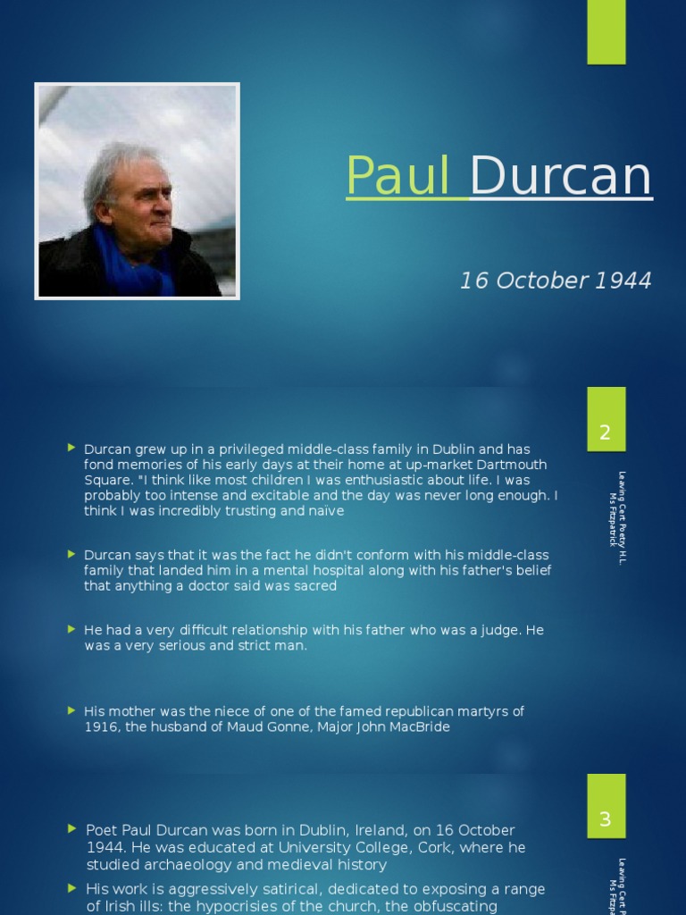 Paul Durcan | PDF | Poetry