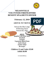Nelsonville Volunteer Firefighters Benefit Spaghetti Dinner February