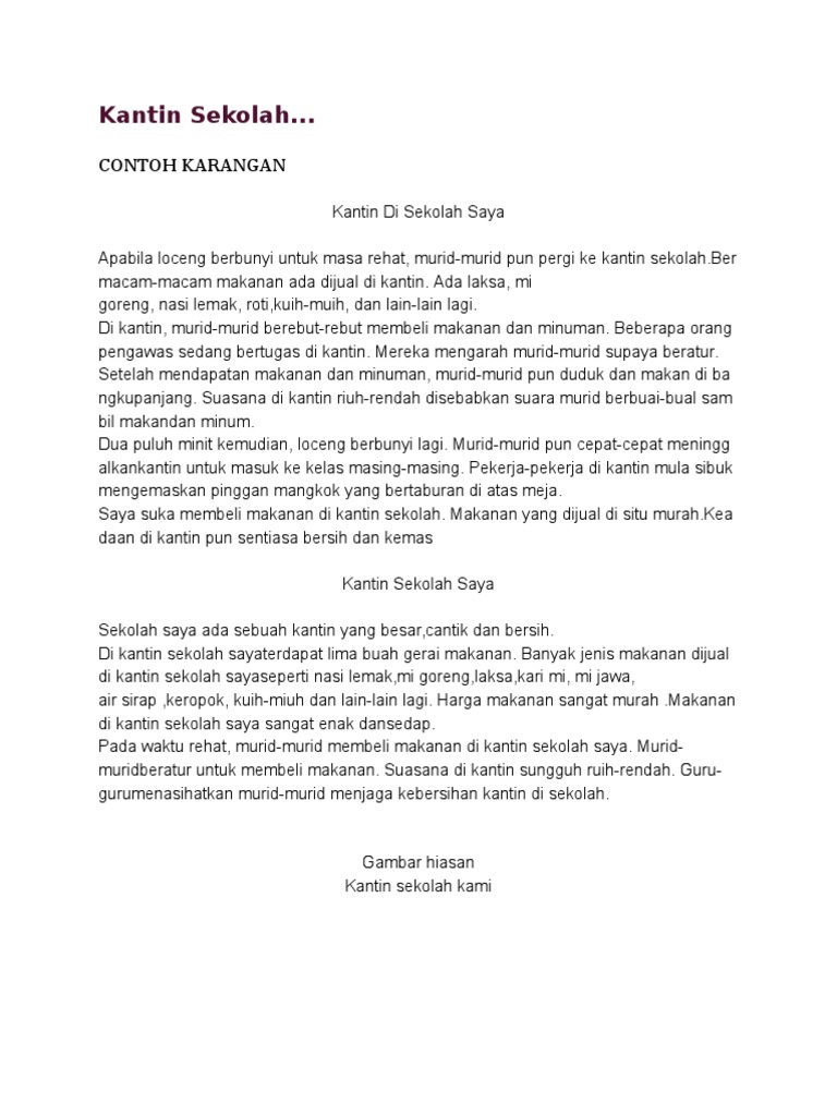 Cara Cara Untuk Menjaga Kebersihan Kantin Sekolah Karangan