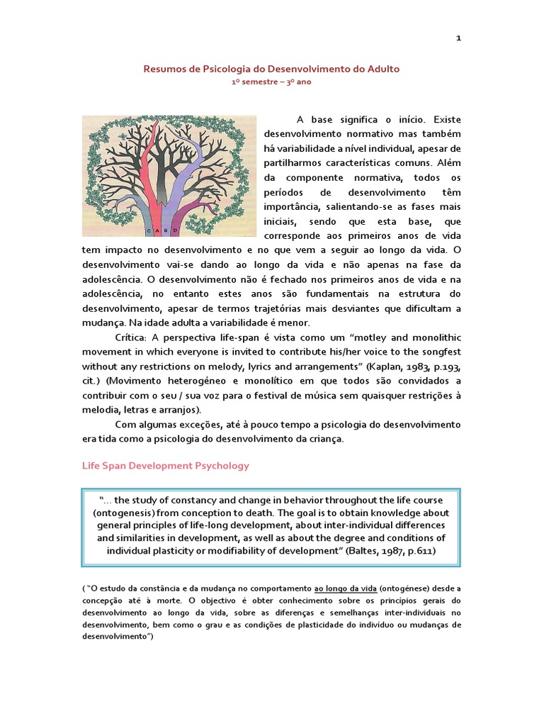 Resumos de Psicologia Do Desenvolvimento Do Adulto | PDF | Família ...