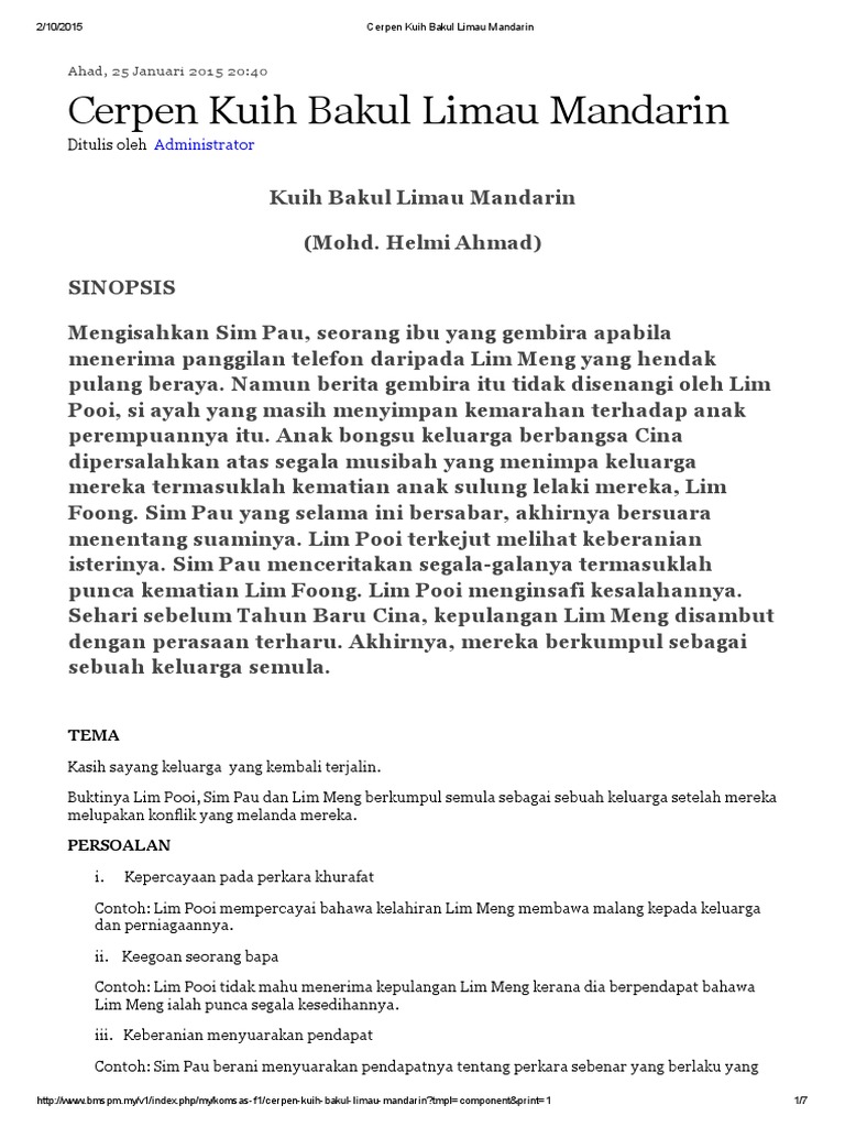 Cerpen Kuih Bakul Limau Mandarin Pdf
