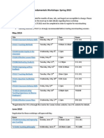 Fundametals of University Teaching Spring 2015 Workshop Schedule