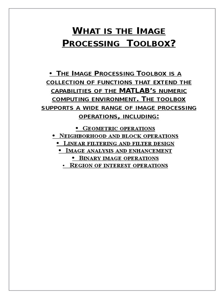 Overview of Image Processing Toolbox | PDF
