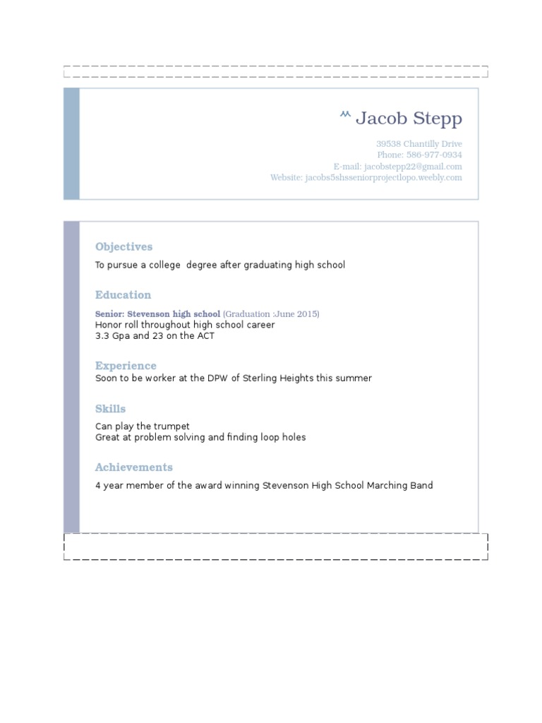 Jacob Stepp: Objectives | PDF