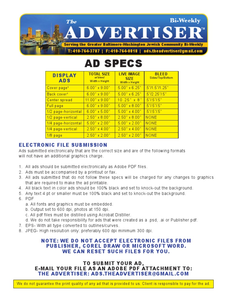 Advertiser: Ad Specs | PDF | Portable Document Format | Media Technology