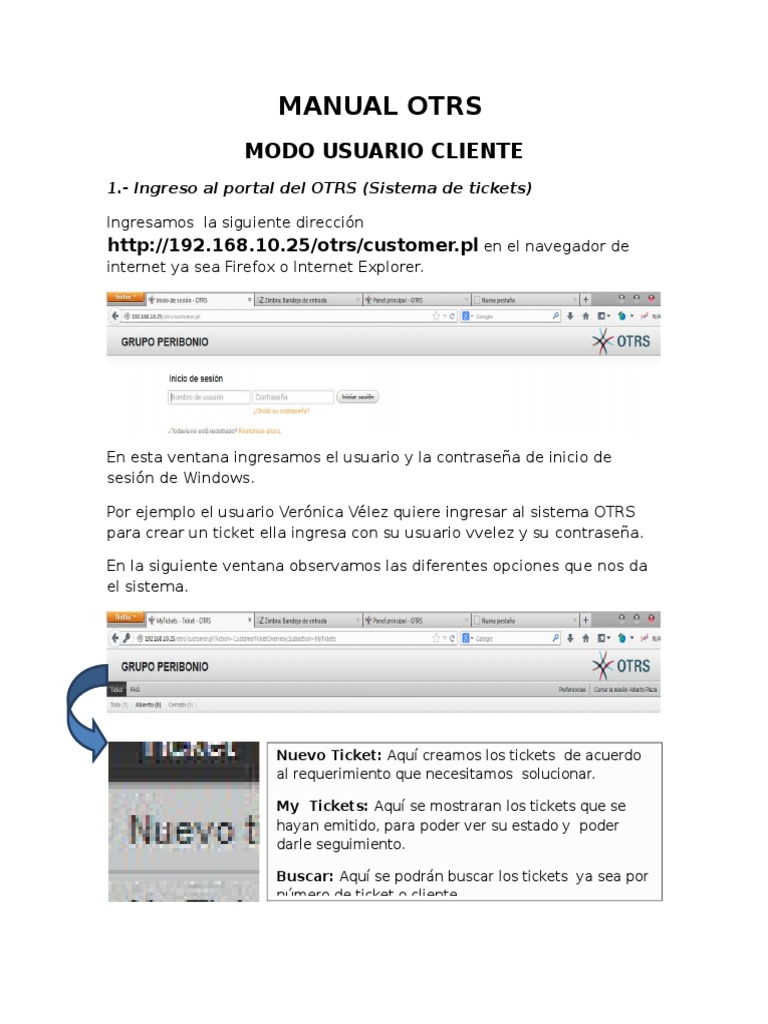 Manual de Usuario OTRS: Creación de Tickets | PDF | Ventana ...