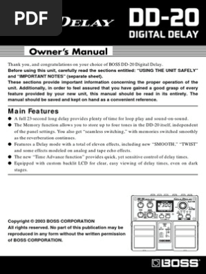 Boss Giga Delay Dd-20 Manual | PDF