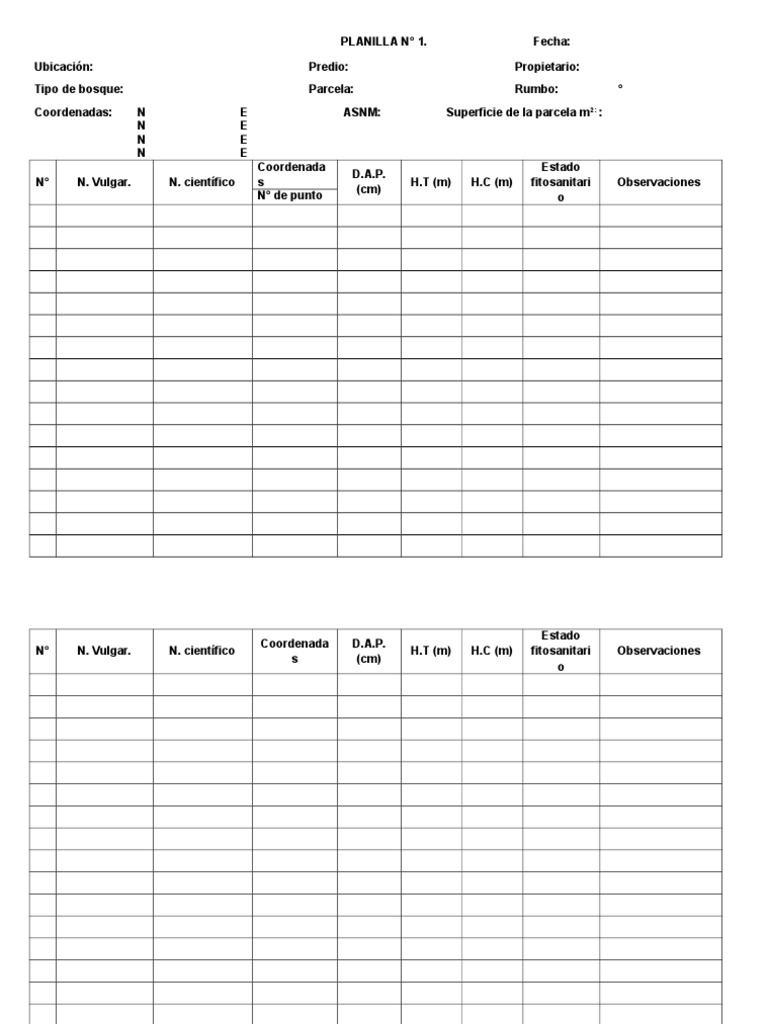 planillas de inventario forestal