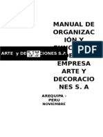 Manual de Organización y Funciones de La Empresa Arte y Decoraciones S