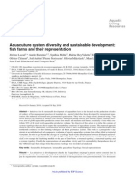 Aquaculture System Diversity and Sustainable Development