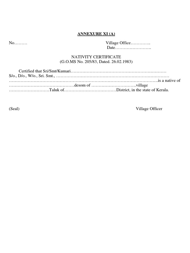 Nativity & School Study Certificates Kerala | PDF