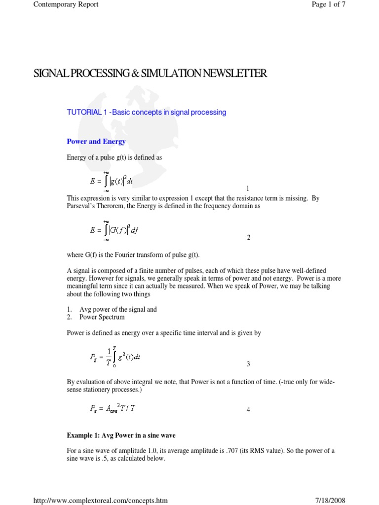 Basic Concepts of Signal Processing | PDF | Science & Mathematics