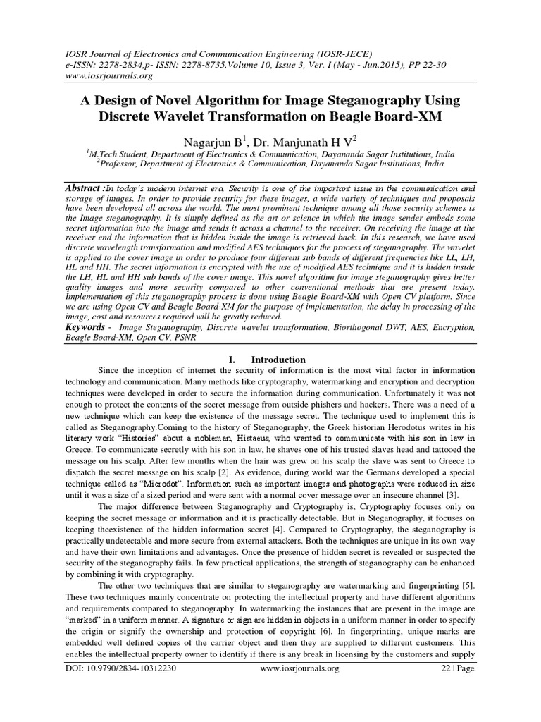 A Design of Novel Algorithm For Image Steganography Using Discrete ...