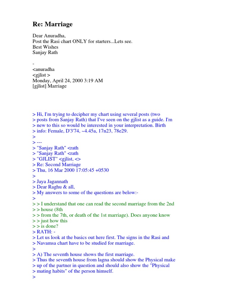 Marriage - Sanjay Rath | PDF | Planets In Astrology | Ancient Astronomy