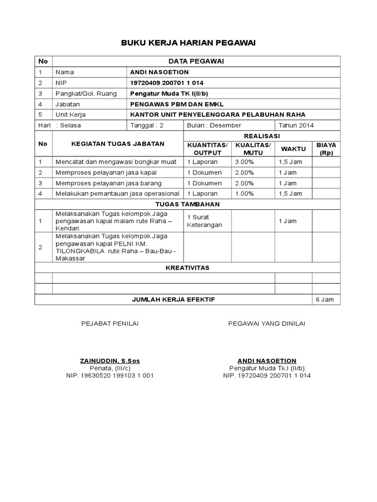 Buku Kerja Harian Pegawai