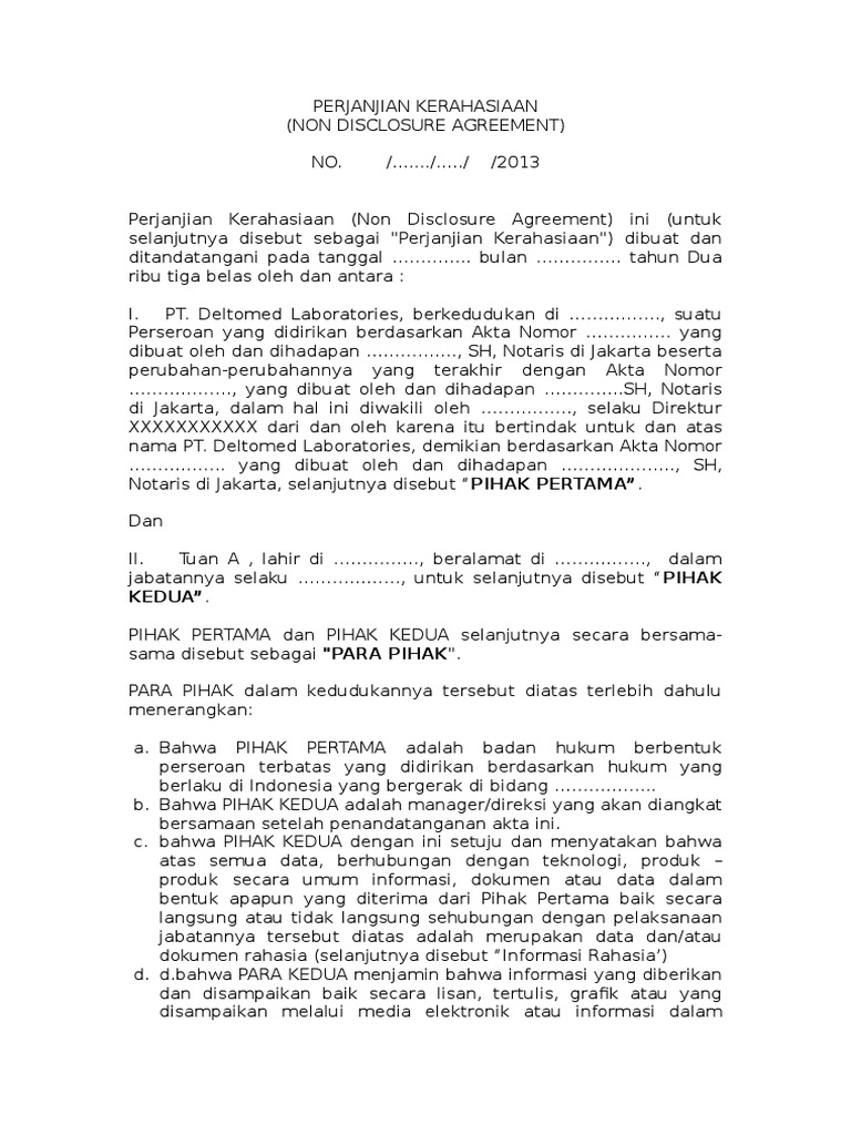 Perjanjian Kerahasiaan Pdf