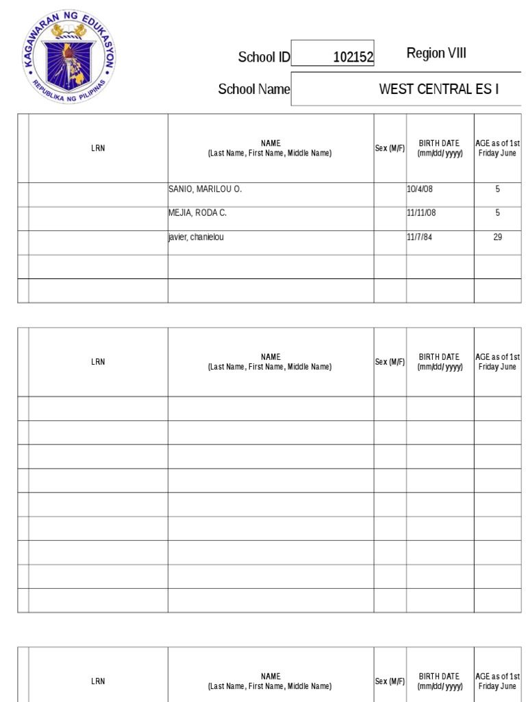 School ID and Age Assessment Details | PDF | Parent | Relationships