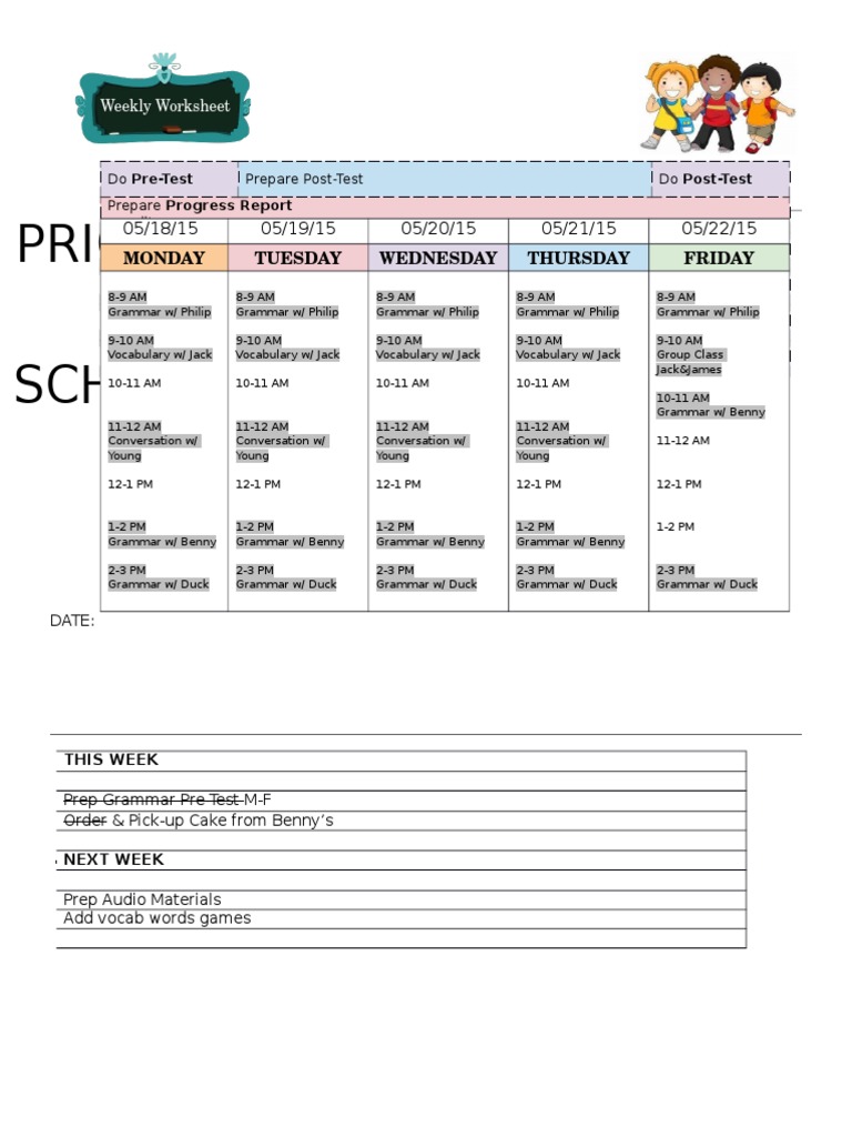 Weekly Worksheet | PDF