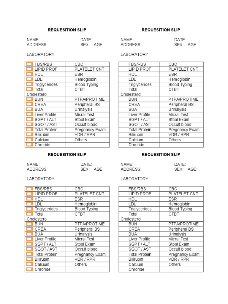 Laboratory Requisition Slip | PDF