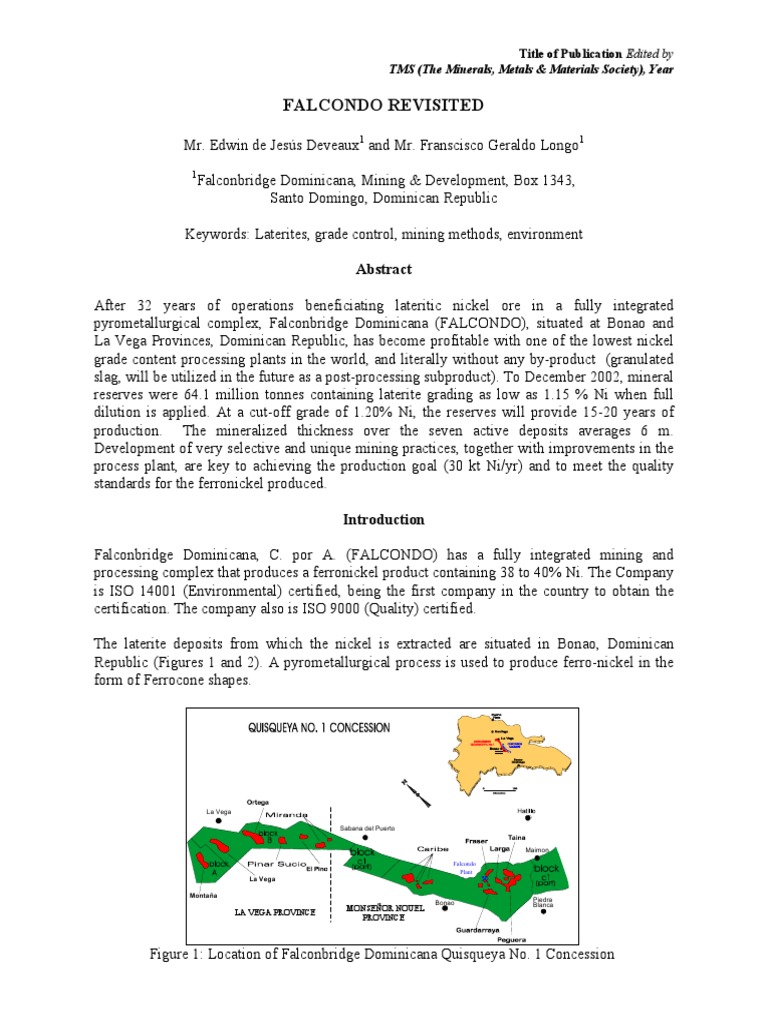 FALCONDO REVISITED: Improving Grade Control and Mining Methods at a ...