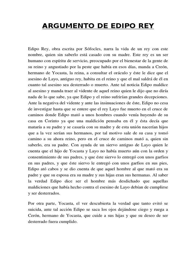 Argumento de Edipo Rey