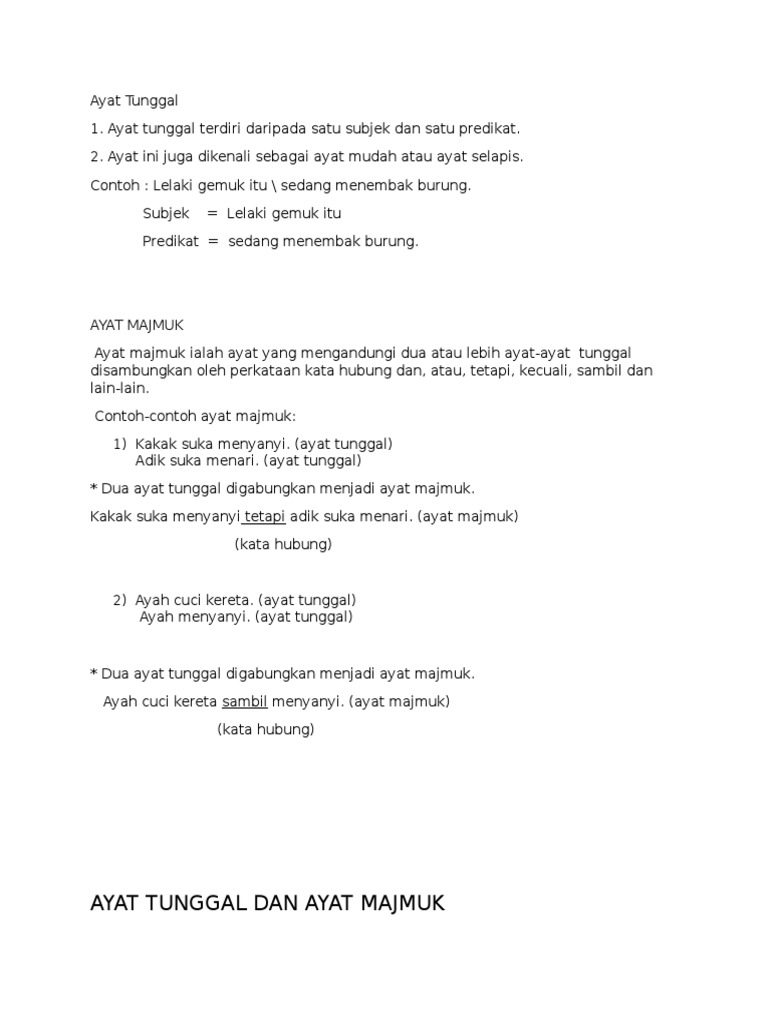 Ayat Tunggal Dan Majmuk