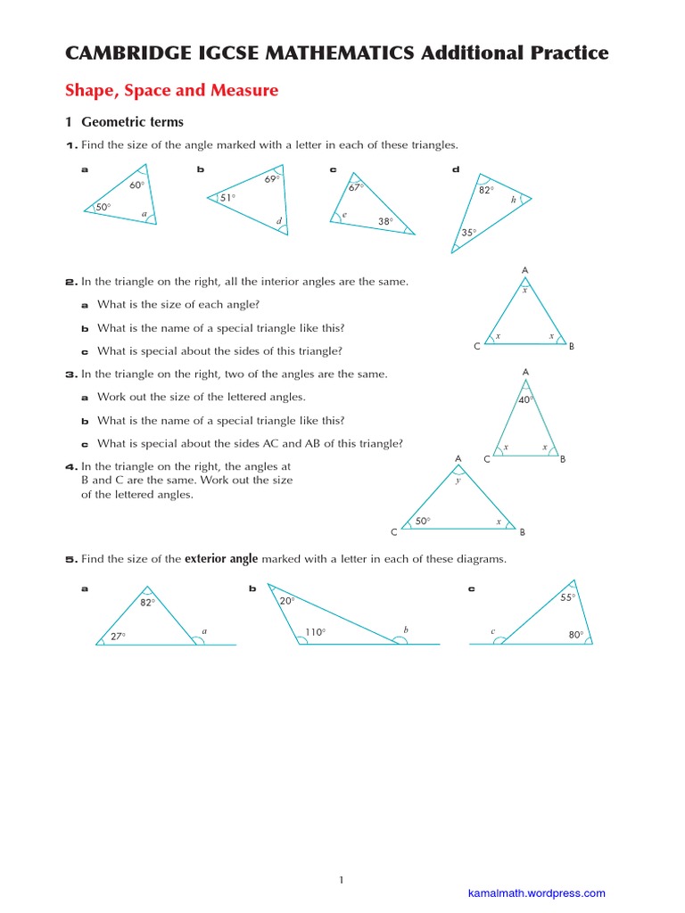 Cambridge Shape Questions 1 Trigonometric Functions Sine