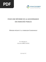 Pour Une Réforme de La Gouvernance Des Marchés Publics