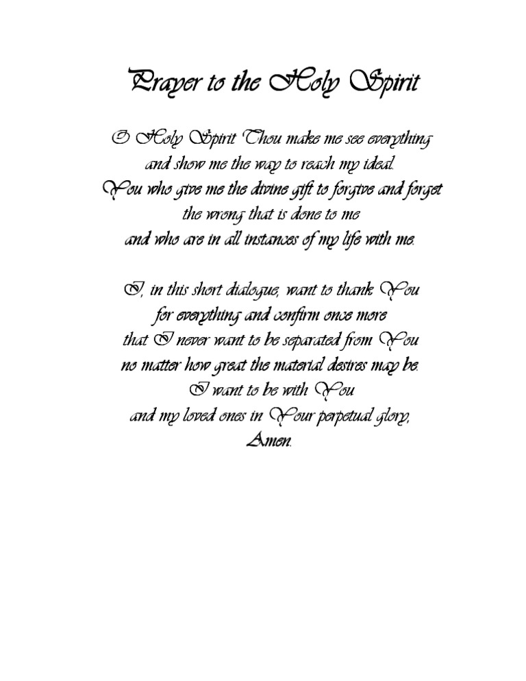Prayer to the Holy Spirit | PDF