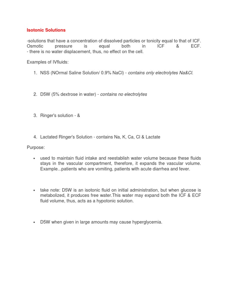 Types of Intravenous Fluids Isotonic, Hypotonic, and Hypertonic