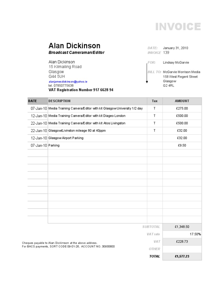 Invoice for Media Training Services | PDF
