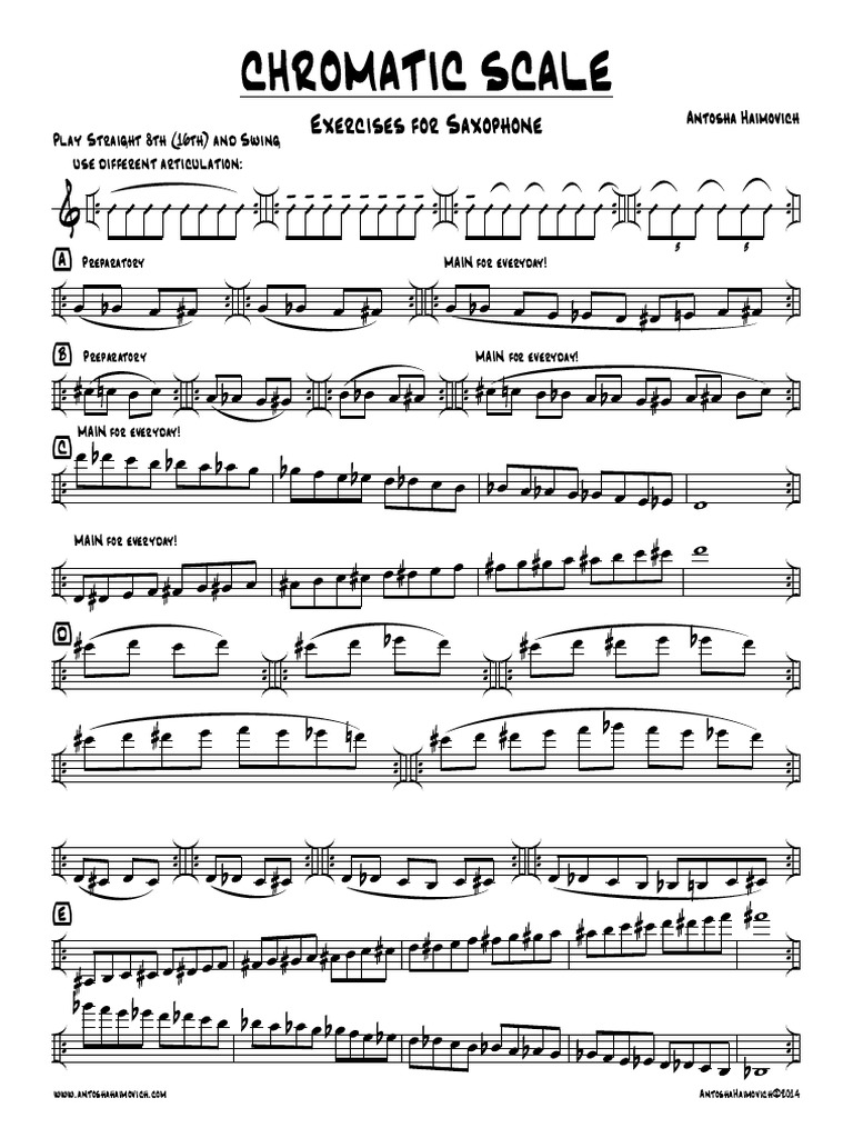 Antosha Haimovich - Chromatic Scale (Exercise For Saxophone) | PDF