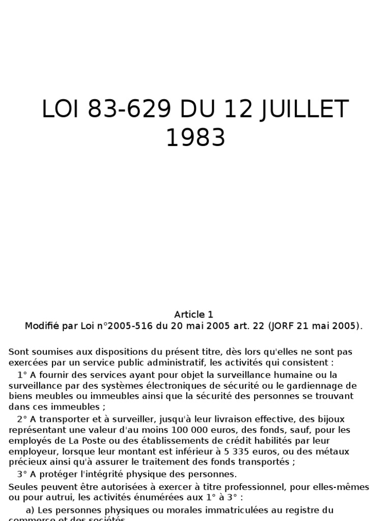11 Loi 83629 Du 12 Juillet 1983 État Droit statutaire