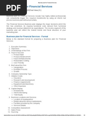 Business Plan for Financial Services