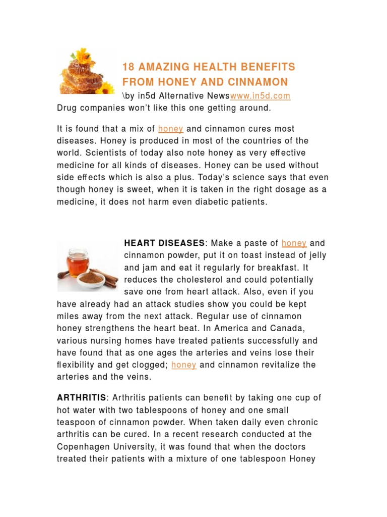 18 amazing health benefits from honey and cinnamon pdf teaspoon honey