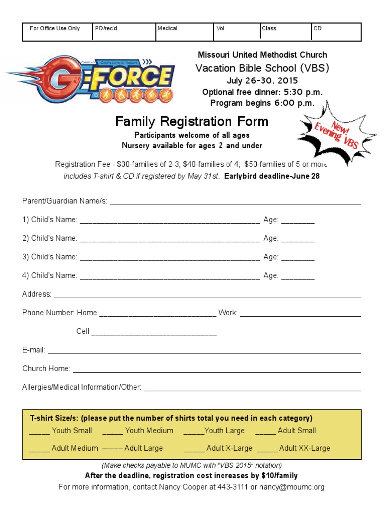 Family Registration Form - 2015 | PDF